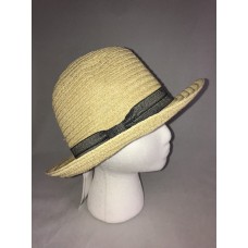 August Hat Company Mujer&apos;s Straw Fedora Denim Ribbon Hat Packable Adjustable New 766288173576 eb-49236306